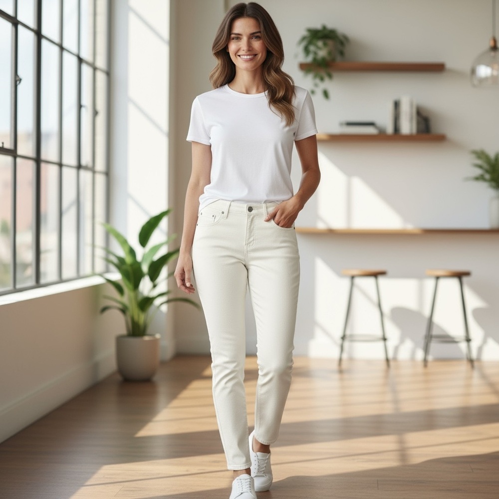 Rachel Rachel Roy cream Denim skinny mid rise pants size 28